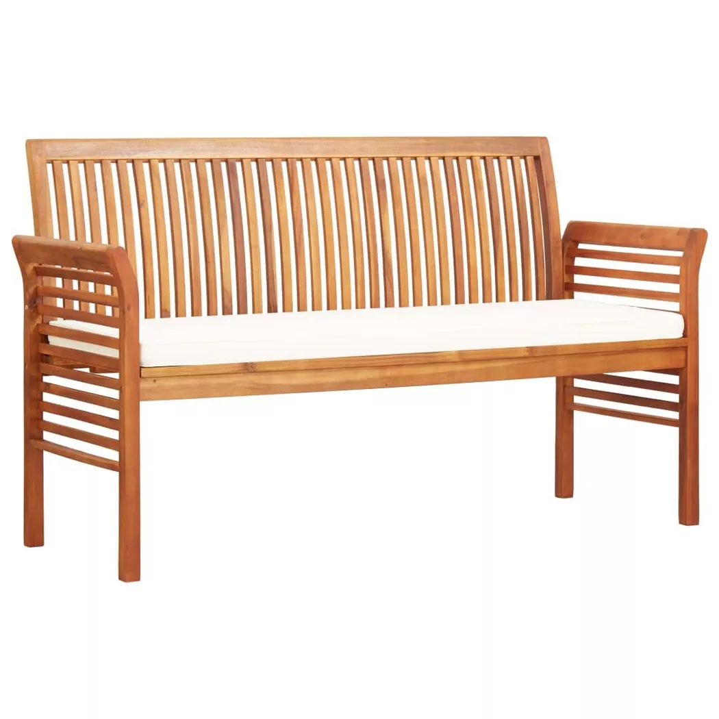 Banc de jardin 3 places avec coussin 150cm Bois d acacia massif