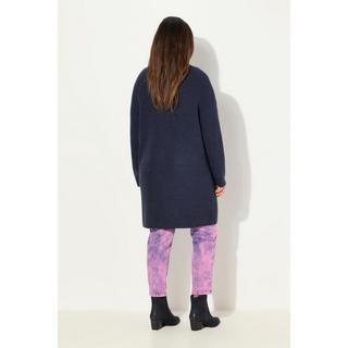 Ulla Popken  Cardigan long en maille côtelée, coupe oversize et col montant 