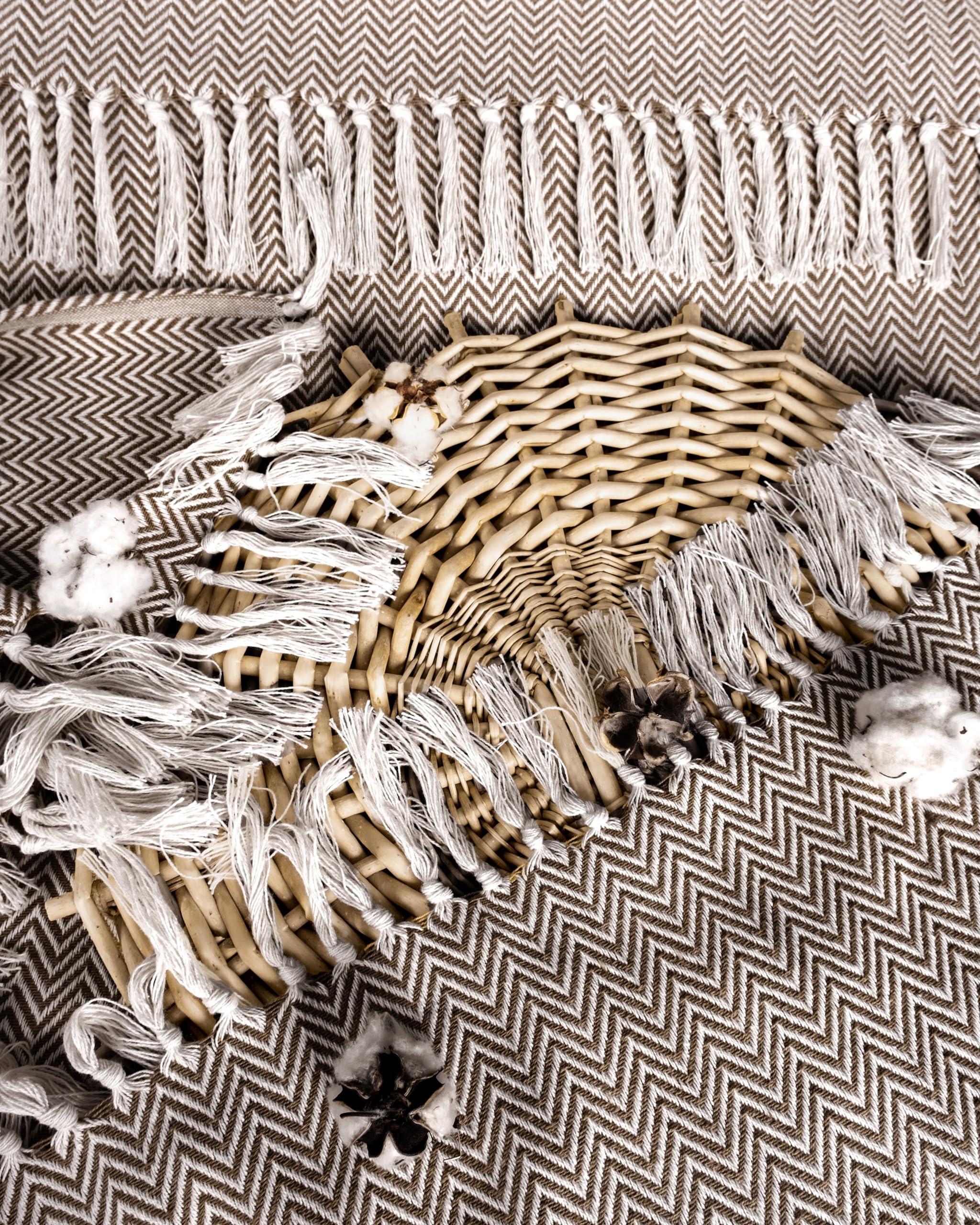 Alopini Coperta in Cotone Premium con Frange  