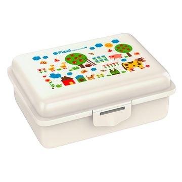Fizzii Lunchbox mit Trennfach perlweiss, Bauernhof