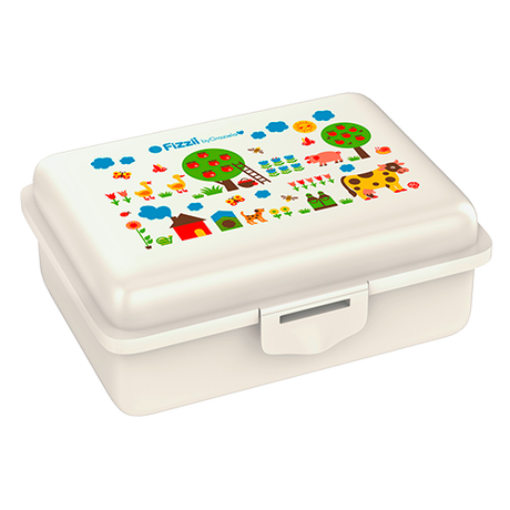 fizzy Fizzii Lunchbox mit Trennfach perlweiss, Bauernhof  