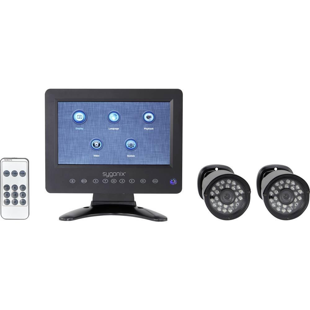 Sygonix  Sygonix Set caméra de surveillance système combiné LCD DVR avec écran LCD 7″, 2 caméras IP65 720p 