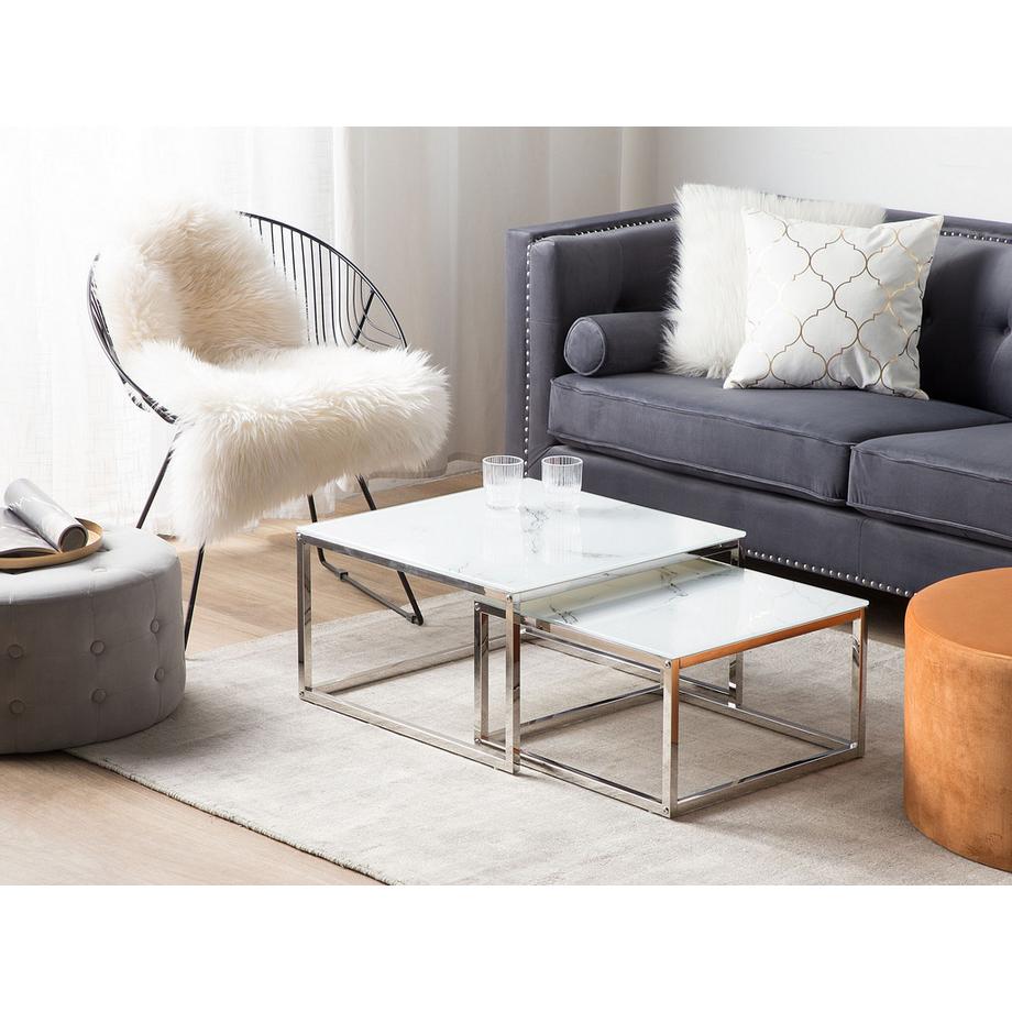 Beliani Lot de 2 tables basses en Verre de sécurité Moderne BREA  