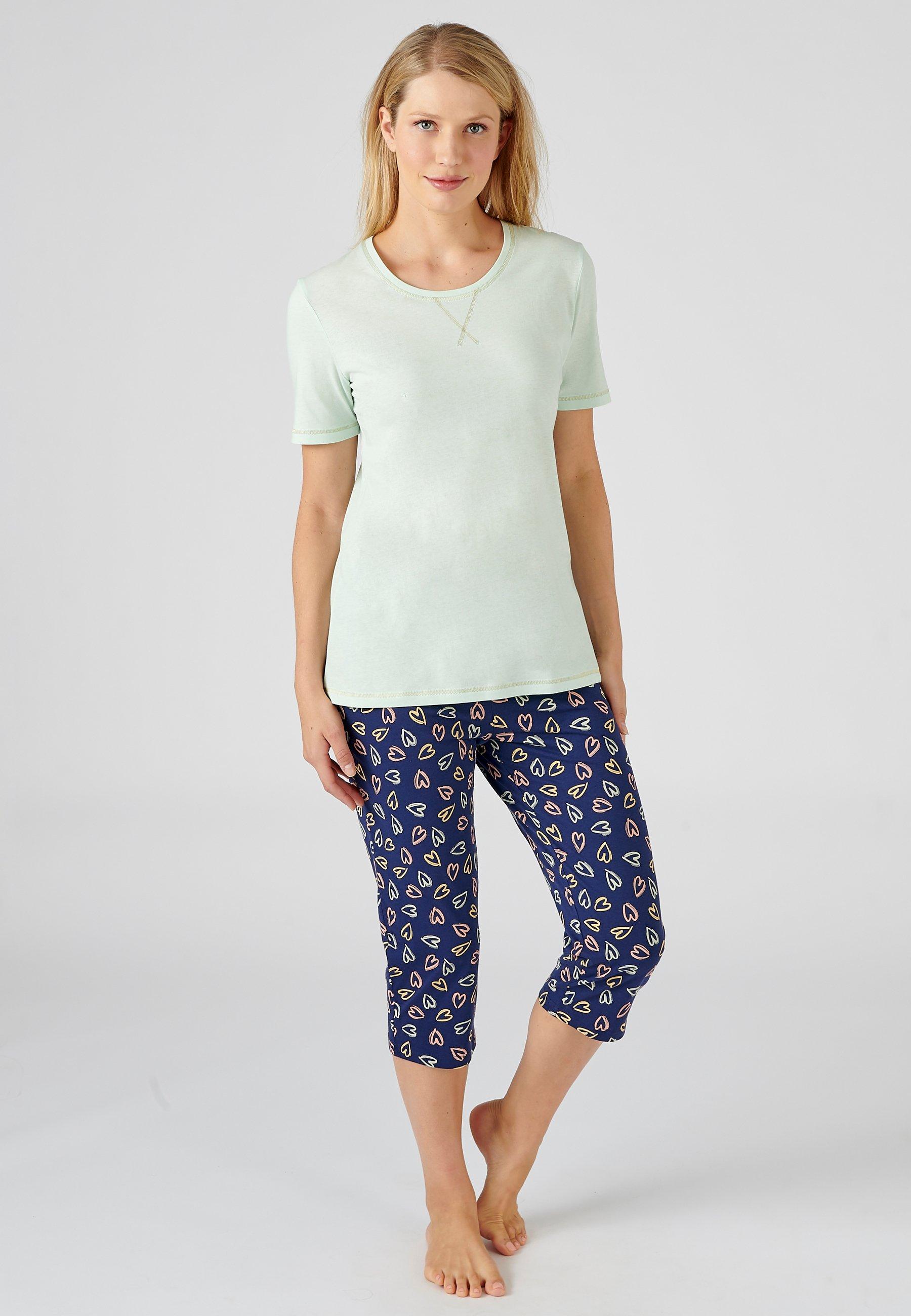 Image of Jersey-kurzpyjama Mit Glänzenden Details. Unisex Blau 46/48