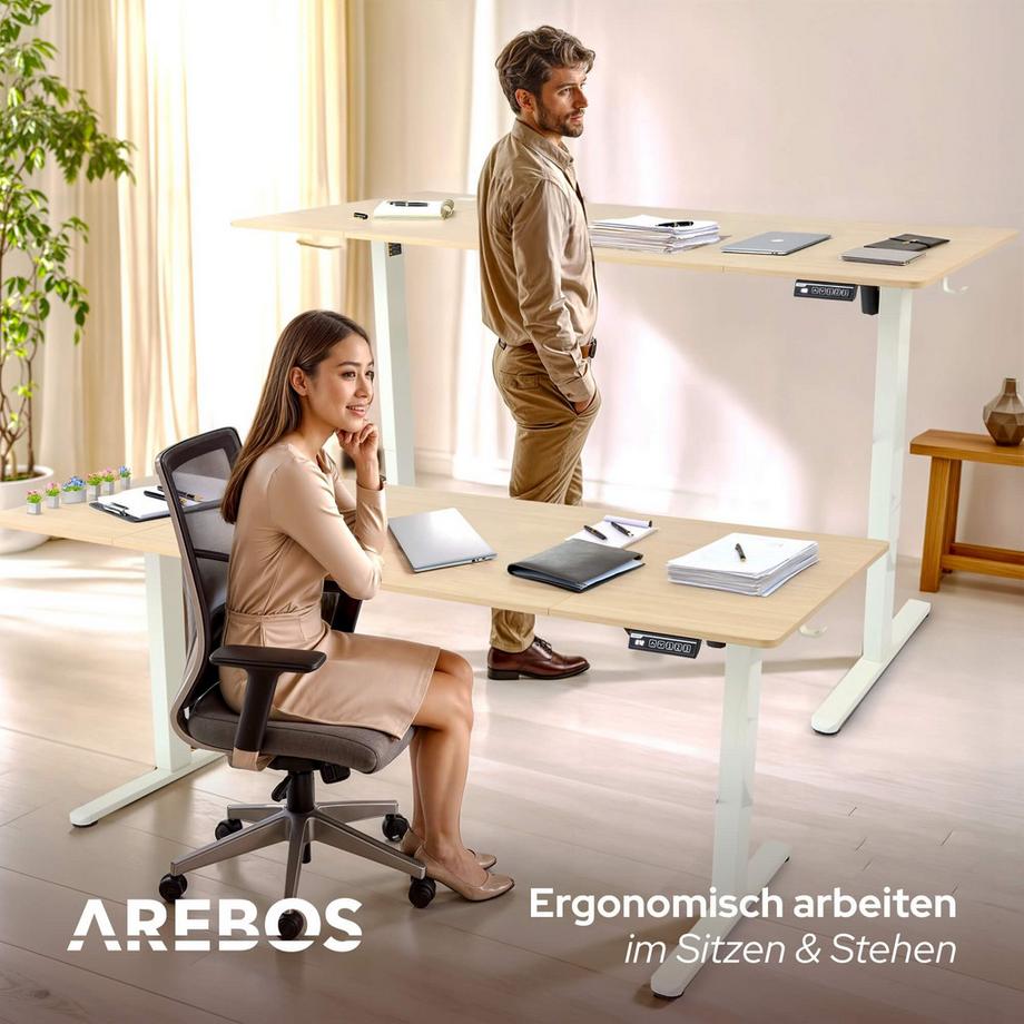Arebos Höhenverstellbarer Schreibtisch Elektrisch mit Memory-Funktion  