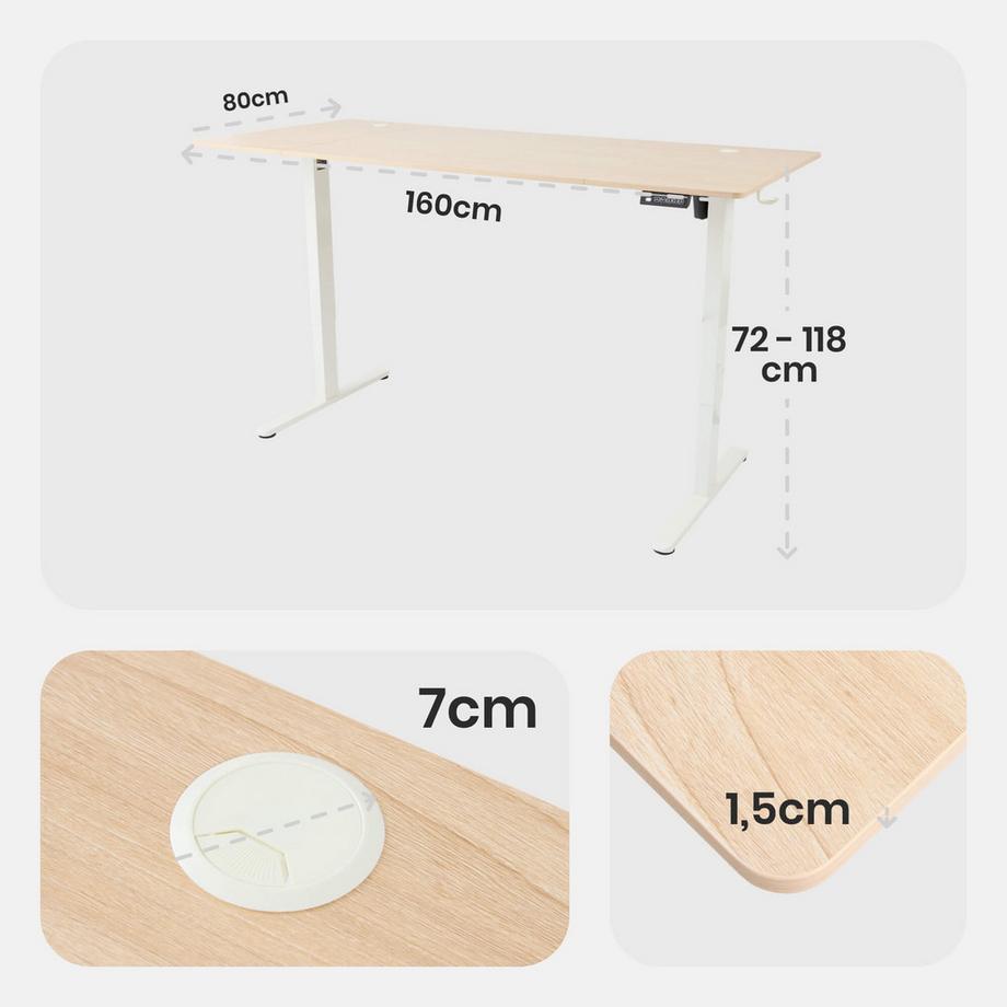 Arebos Höhenverstellbarer Schreibtisch Elektrisch mit Memory-Funktion  