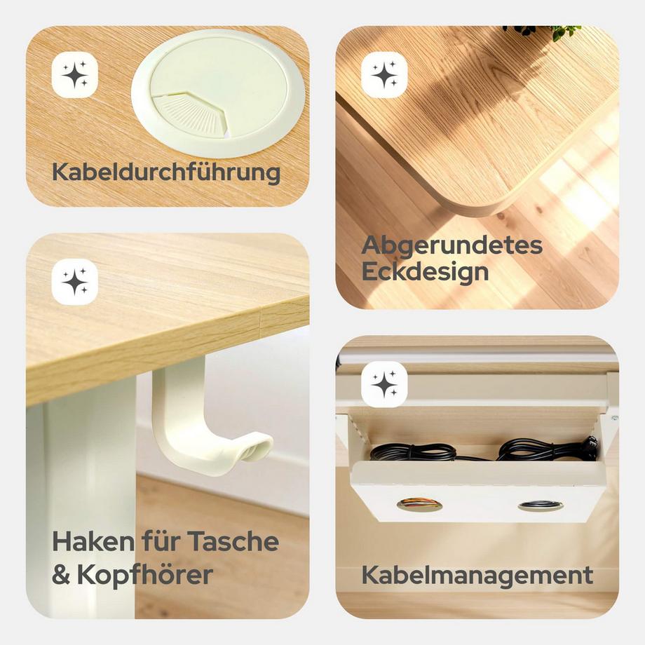 Arebos Höhenverstellbarer Schreibtisch Elektrisch mit Memory-Funktion  