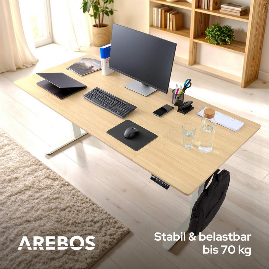 Arebos Höhenverstellbarer Schreibtisch Elektrisch mit Memory-Funktion  
