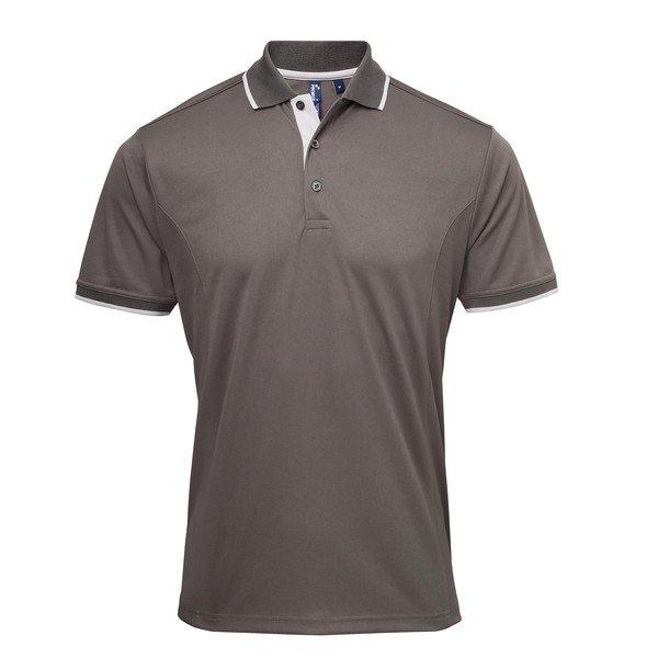 Image of Kontrast Coolchecker Polo Shirt Herren Grau 4XL