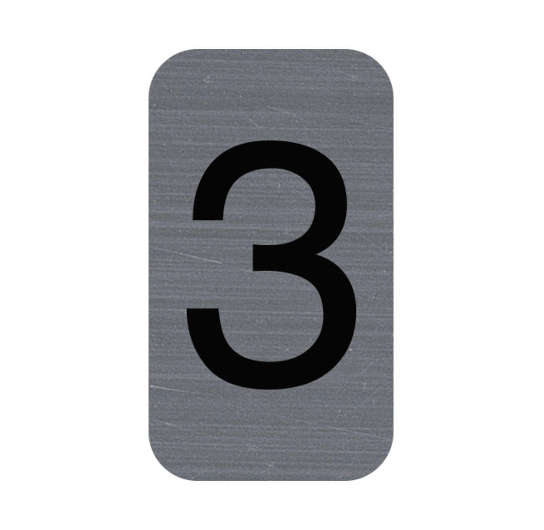 Exacompta Plaque adhésive imitation Aluminium Chiffre 3 2,5x4,4 cm  