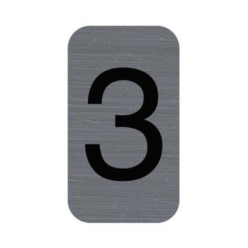 Plaque adhésive imitation Aluminium Chiffre 3 2,5x4,4 cm