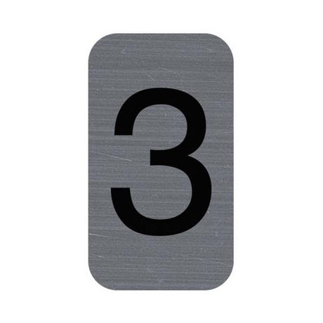 Exacompta Plaque adhésive imitation Aluminium Chiffre 3 2,5x4,4 cm  