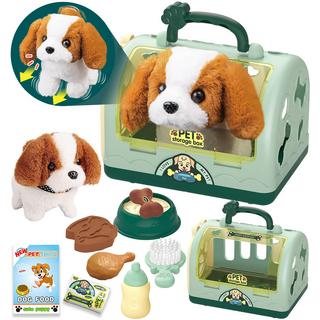 Activity-board  Jouet Robot Chien Docteur Valise Enfants, Jouet Vétérinaire Jeux de Rôle Enfants 12 pcs avec Cage Electronique Chien Courant Aboyant & Transport 