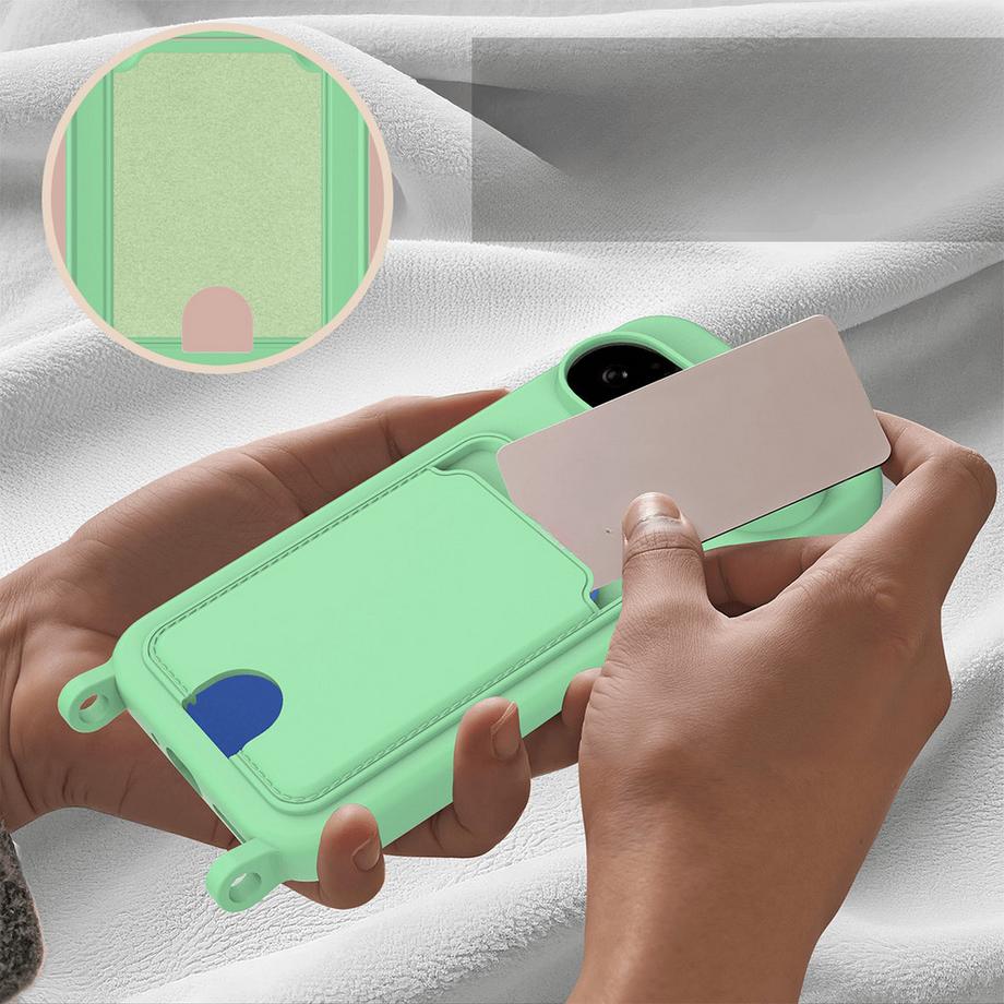 Cover-Discount Google Pixel 11 - Custodia in silicone liquido con portacarte e tracolla  