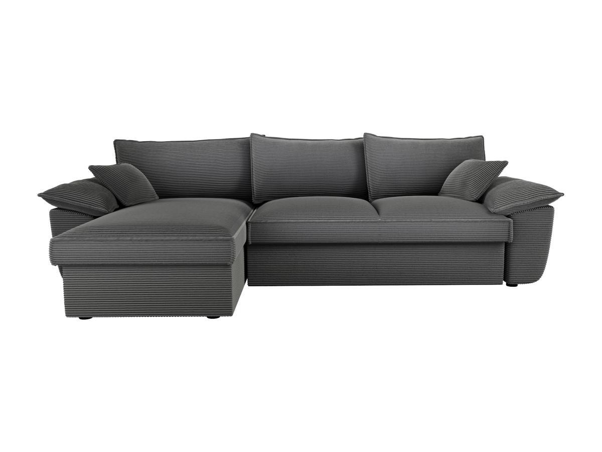 Vente-unique Ecksofa mit Schlaffunktion + Bettkasten - Ecke links - Cord - Dunkelgrau - GUILLERMO  