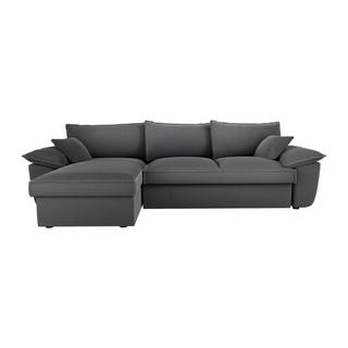 Vente-unique Ecksofa mit Schlaffunktion + Bettkasten - Ecke links - Cord - Dunkelgrau - GUILLERMO  