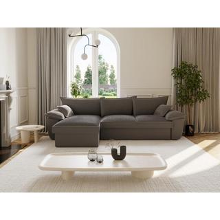 Vente-unique Ecksofa mit Schlaffunktion + Bettkasten - Ecke links - Cord - Dunkelgrau - GUILLERMO  