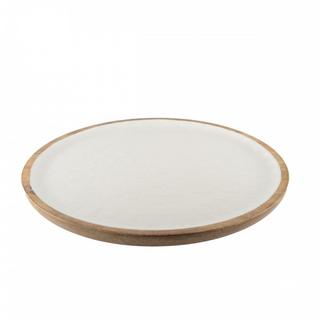 Aulica  PLATEAU BLANC NACRE EN BOIS MANGUIER 40CM 