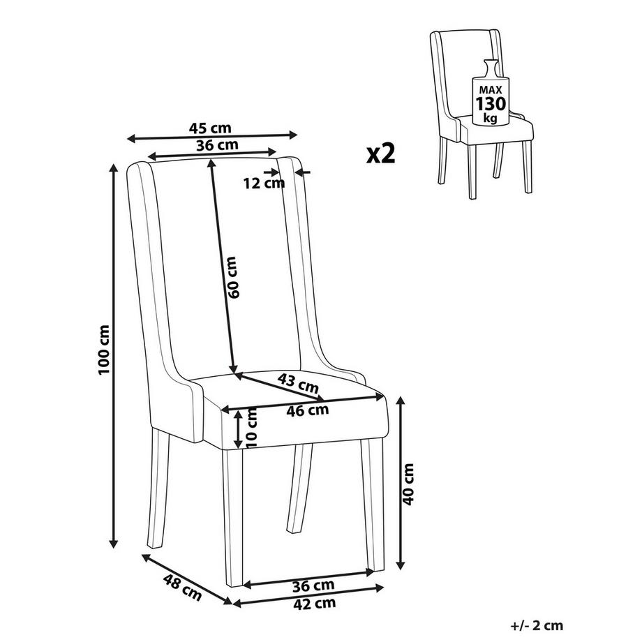 Beliani Set di 2 sedie da pranzo en Cotone Retrò CHAMBERS  