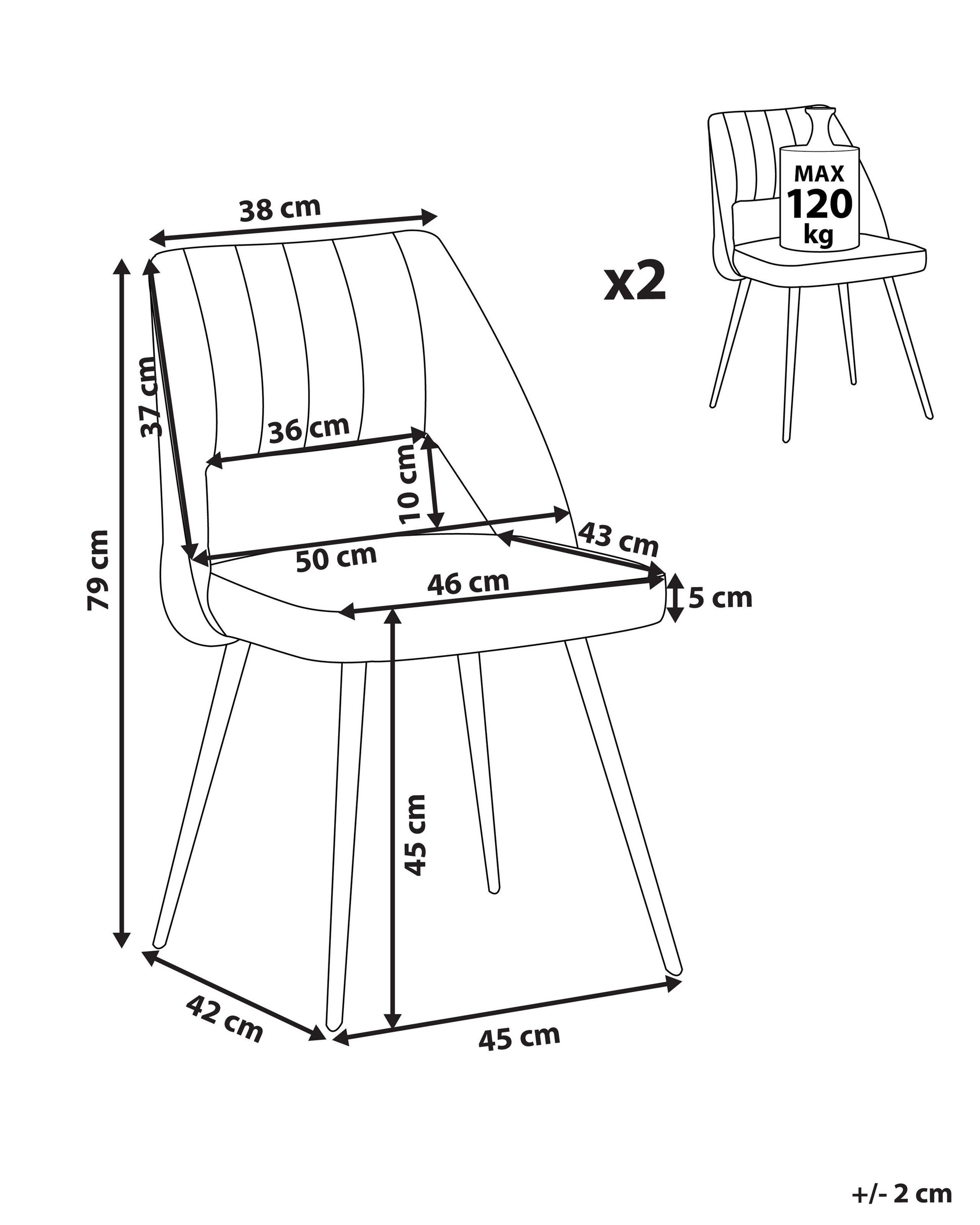 Beliani Chaise de salle à manger en Velours Moderne ANSLEY  