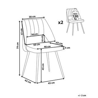 Beliani Chaise de salle à manger en Velours Moderne ANSLEY  