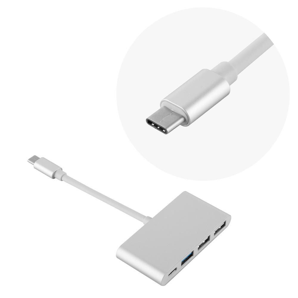 Cadorabo  4 ports USB multi-interface Plug & Play avec port USB-C, prise de charge USB-C, 2 ports USB 2.0 et USB 3.0 pour ordinateurs portables, tablettes et appareils modernes avec port de charge USB-C en SILBER 