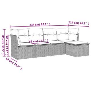 VidaXL Ensemble de canapés de jardin rotin synthétique  