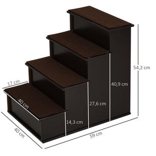 Northio  Scale per animali domestici, scale per cani/gatti con tappeto, aiuto per l'ingresso, MDF, marrone scuro, 40x59x54,2 cm 