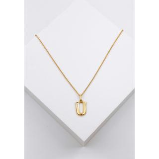 MUAU Schmuck  Pendentif lettre U bicolore or jaune/blanc 750 diamant 0.01.00ct. 21x12mm 