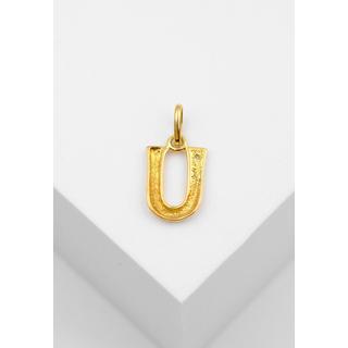 MUAU Schmuck  Anhänger Buchstabe U Bicolor Gelb-/Weissgold 750 Diamant 0.01.00ct. 21x12mm 