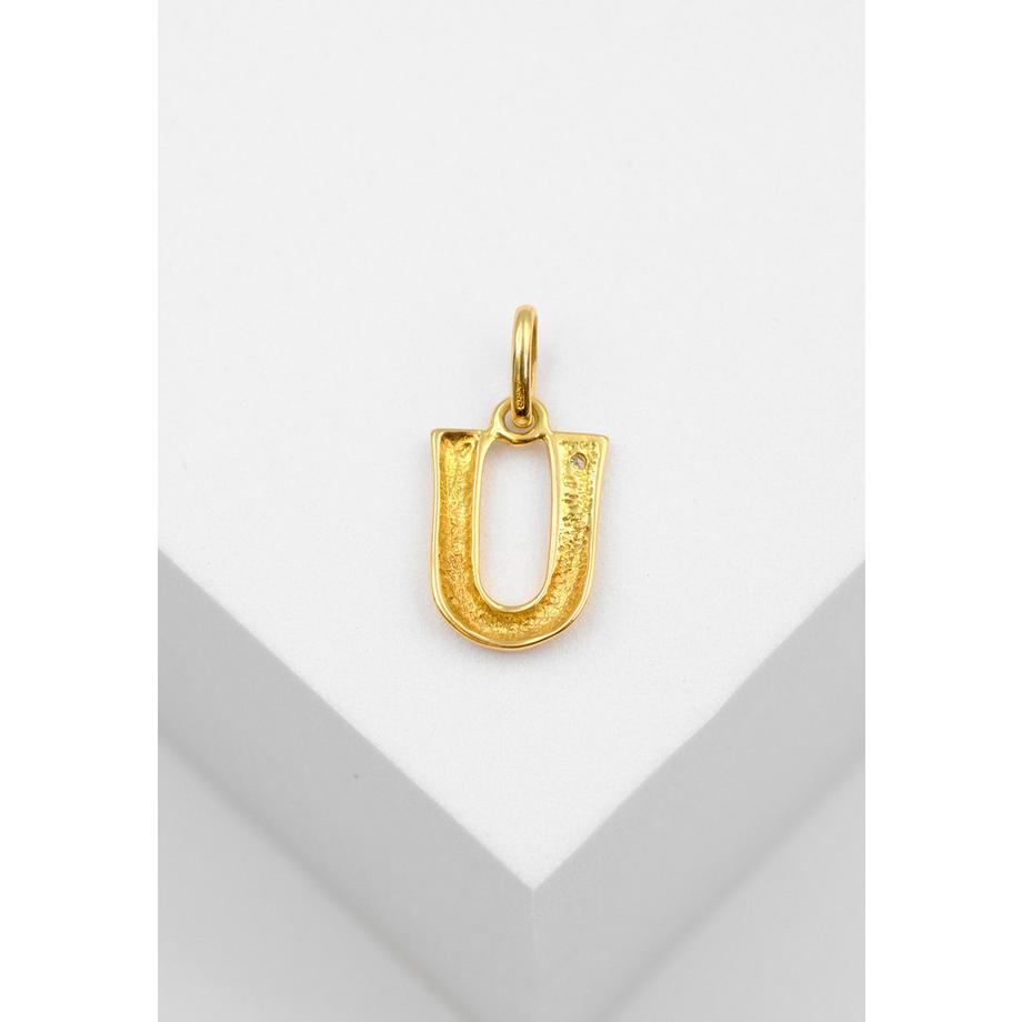 MUAU Schmuck  Anhänger Buchstabe U Bicolor Gelb-/Weissgold 750 Diamant 0.01.00ct. 21x12mm 