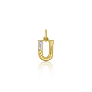 MUAU Schmuck  Anhänger Buchstabe U Bicolor Gelb-/Weissgold 750 Diamant 0.01.00ct. 21x12mm 