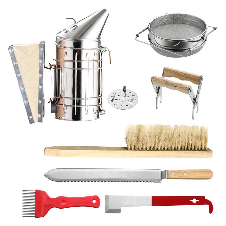 Northio  Imkerei-Werkzeugset 7-Teiliges Bienenzucht-Kit Mit Smoker, Stockmeißel, Bienenzuchtbürste, Starter Kit, Rostfrei 