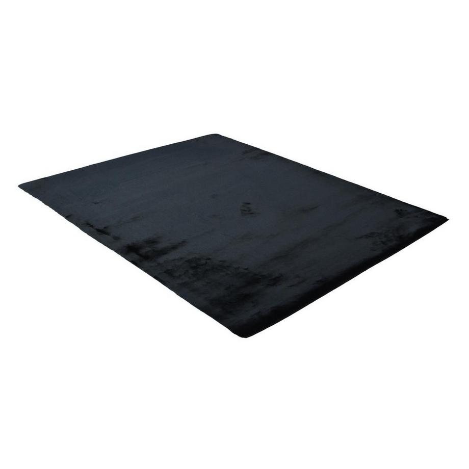 Vente-unique Tappeto shaggy a pelo lungo effetto pelliccia 160 x 230 cm Nero - BUNNY  