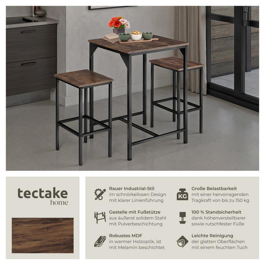 Tectake Set da bar Inverness 3 pezzi  