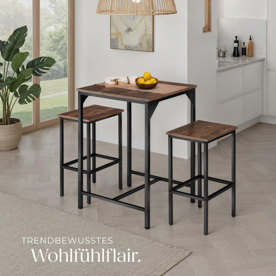 Tectake Ensemble de bar INVERNESS en 3 parties  