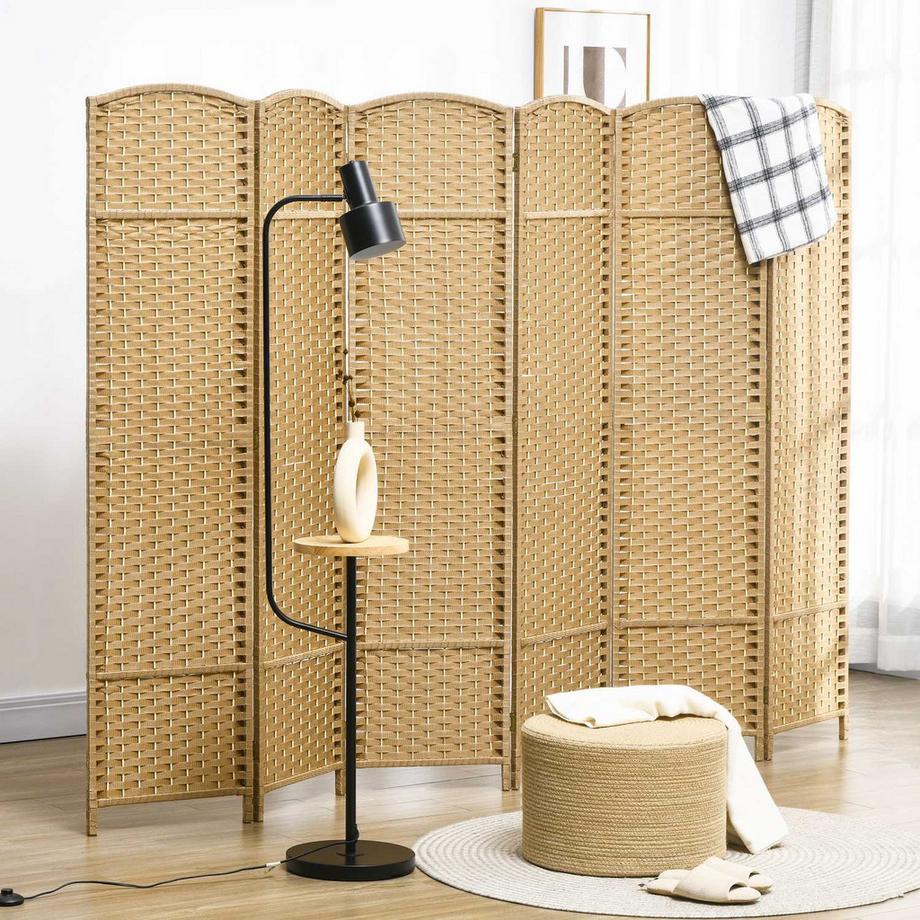 Northio Paravent 6-teilig 240 x 170 cm Raumteiler Trennwand aus Bambus, Faltbar Stellwand Raumtrenner Sichtschutz für Wohnzimmer Natur Aosom  