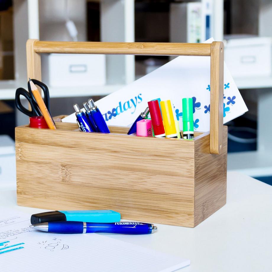 B2X Petit rangement en bambou avec poignée de transport  