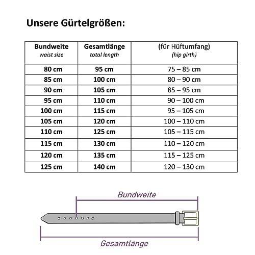 Only-bags.store  Ledergürtel, Gürtel, 3 cm breit, Rot, 110-125 cm 