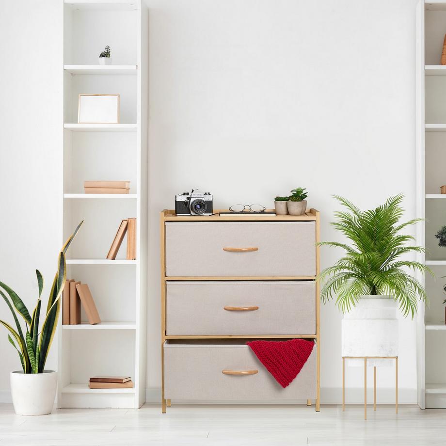 Northix Scrivania in bambù 3 cassetti  