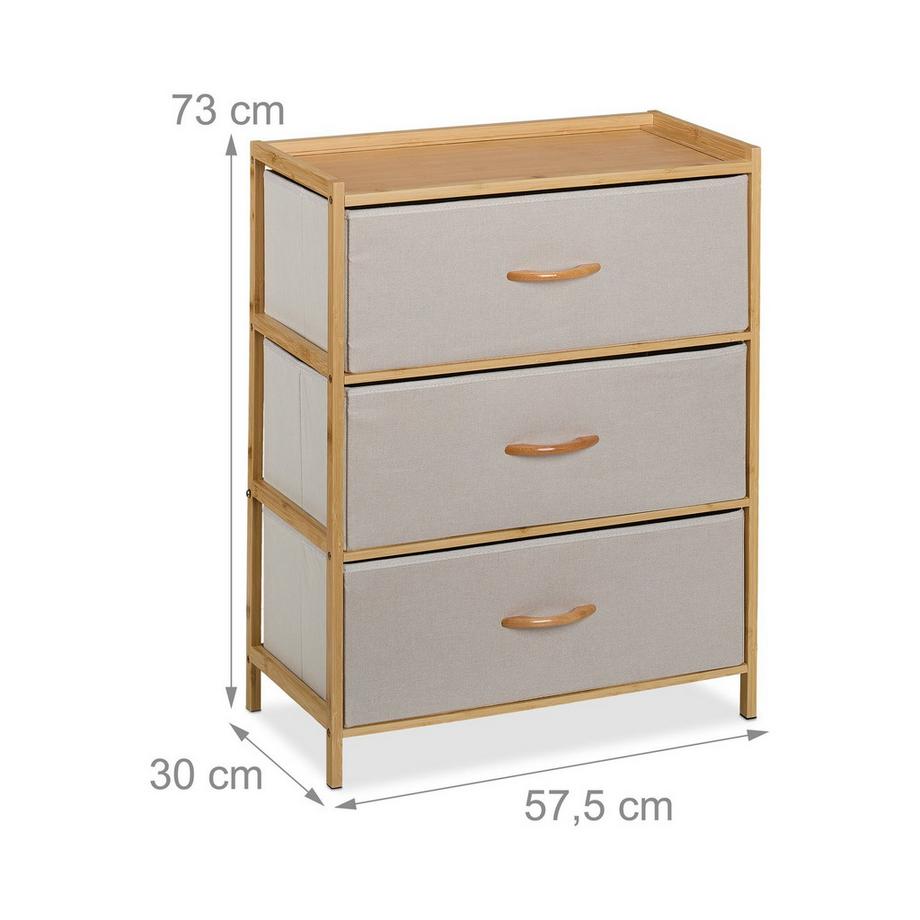 Northix Scrivania in bambù 3 cassetti  