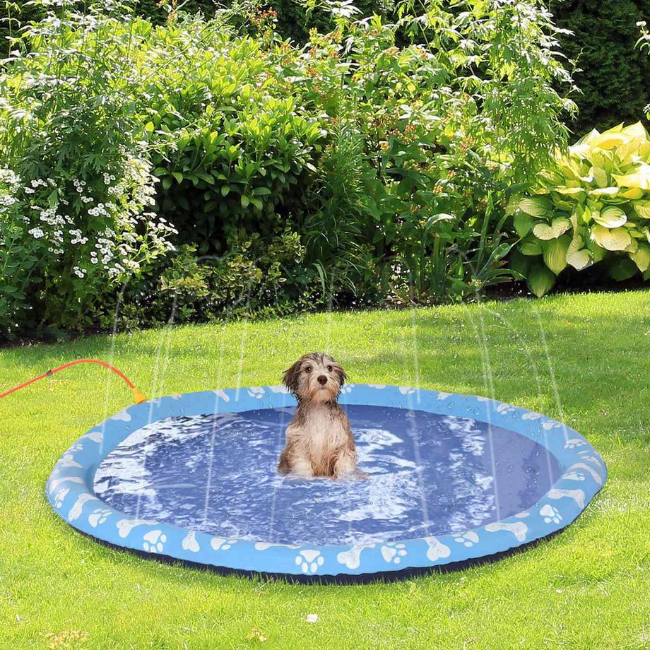 Northio  Splash Sprinkler Pad 150 Cm Spritz Wasserspiel Matte Für Hunde, Wassersprinkler, Anti-Rutsch, Outdoor, Pvc, Blau 