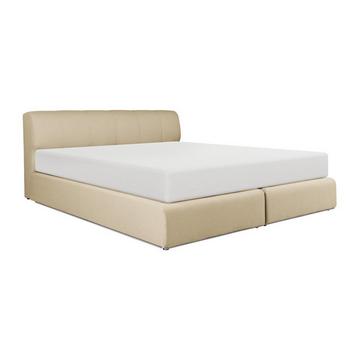 Boxspringbett mit Kopfteil + Lattenrost mit LED-Beleuchtung + Matratze - 160 x 200 cm - Stoff - Beige - OTARU von YSMÉE