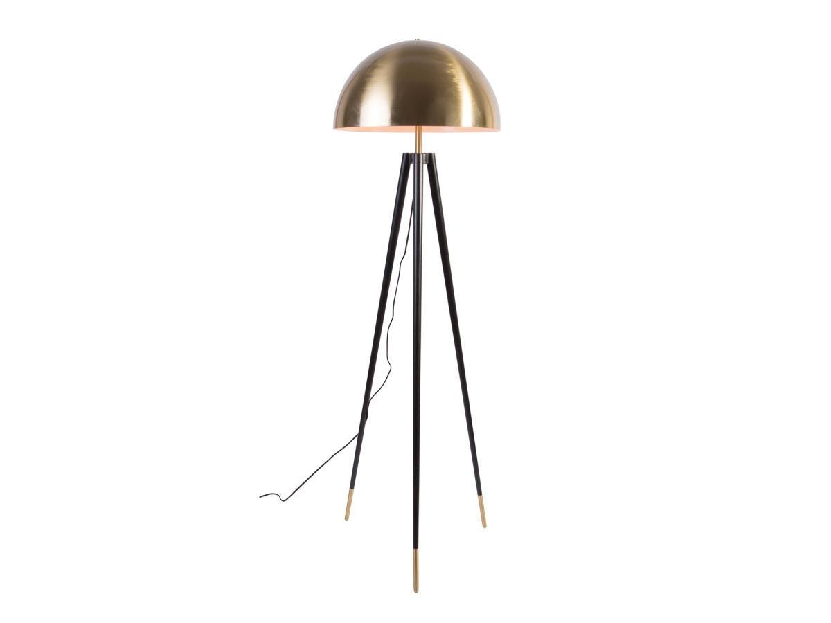 Image of Stehleuchte Dreibeinig Aus Metall - H 165 Cm - Schwarz & Goldfarben - Batley Unisex Gold ONE SIZE