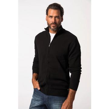 bis 7XL, Strickjacke, Cardigan mit Stehkragen, Zipper, Rippbündchen,