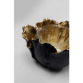 KARE Design Portacandela Flower Bloom oro nero tondo 10  