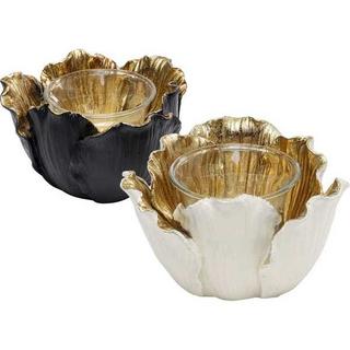 KARE Design Portacandela Flower Bloom oro nero tondo 10  