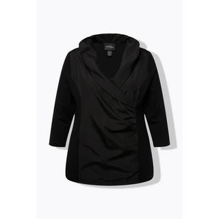 Ulla Popken  Blouse collection Classic, décolleté en V et manches 3/4, col en taffetas 