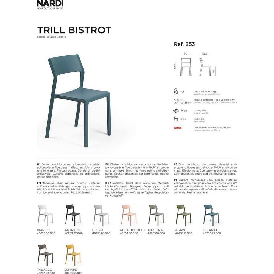 NARDI outdoor Gartenstuhl Trill Bist anthrazit  