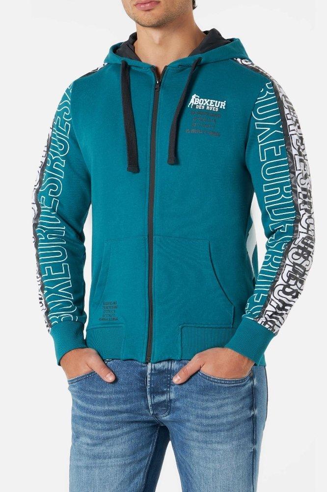 Image of Hooded Full Zip With Prints Herren Blau XL